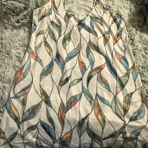 Colorful Leaf Pattern Sleeveless Dress